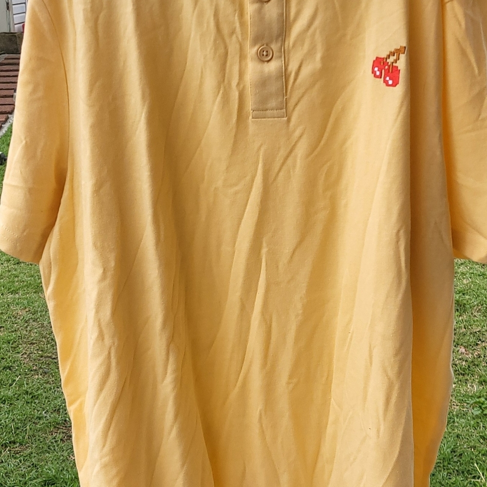 Classic Yellow Polo Shirt with Cherry Embroidery